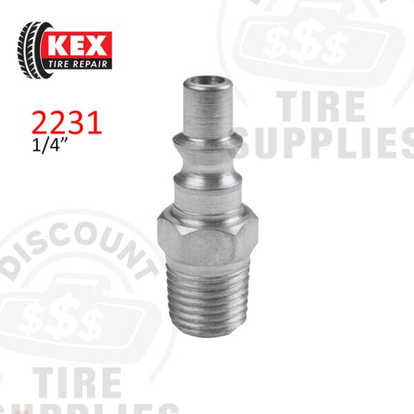 Kex Tire Repair | Steel 1/4" Male M Style Air Coupler - 1/4" MNPT - 2231
