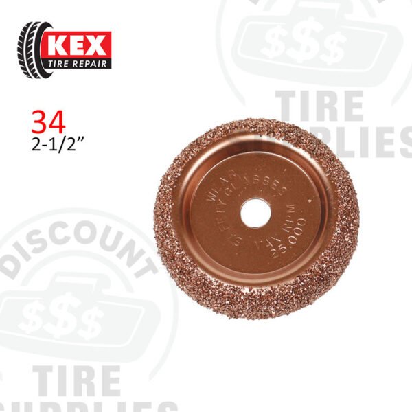 Kex Tire Repair | 2 1/2" x 5/8" Fine Grit Buffing Wheel for Tire Patch Repair with 3/8" Arbor Hole - 34
