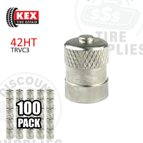 Kex Tire Repair | High-Temperature Metal Dome Valve Cap - 100 Pack - 42HT