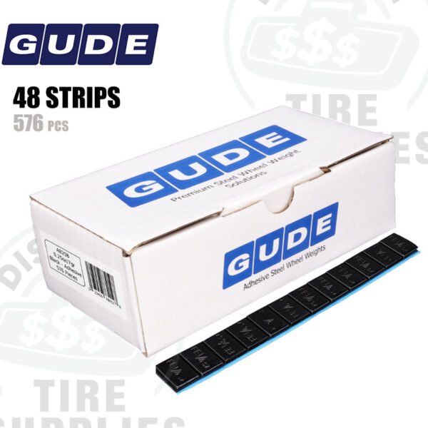Gude | Steel 1/4 oz (0.25 oz) FE Stick-On Adhesive Tape Wheel Weight | Steel Coated - Black - 576 PC. Box