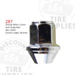 Chrome Bulge Seat Lug Nut For Ford Mustang - Thread Size 14mm x 1.50 - 287