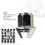 Chrome Bulge Seat Lug Nut For Ford Mustang - Thread Size 14mm x 1.50 - 287