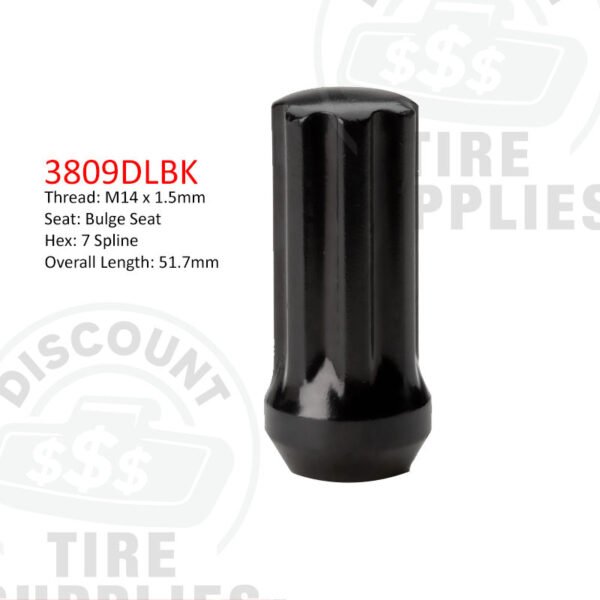Black Duplex Long Spline Acorn Lug Nut for Dodge - Thread Size M14 x 1.50 - 3809DLBK