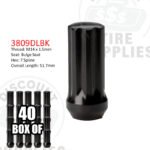 Black Duplex Long Spline Acorn Lug Nut for Dodge - Thread Size M14 x 1.50 - 3809DLBK
