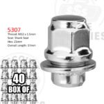 Chrome Medium Mag OEM Factory Lug Nut with Washer - Thread Size 12mm x 1.50 - 5307